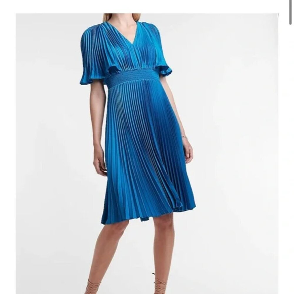Blue Express Dress Pleated Midi - Size small